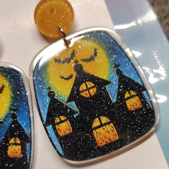Halloween Haunted House Earrings - Picture 4 of 5